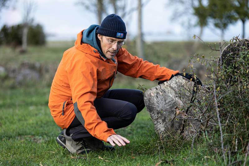Geologist examining an outcrop
