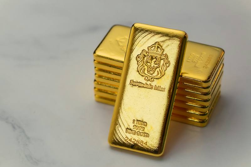 A stack of refined gold bars